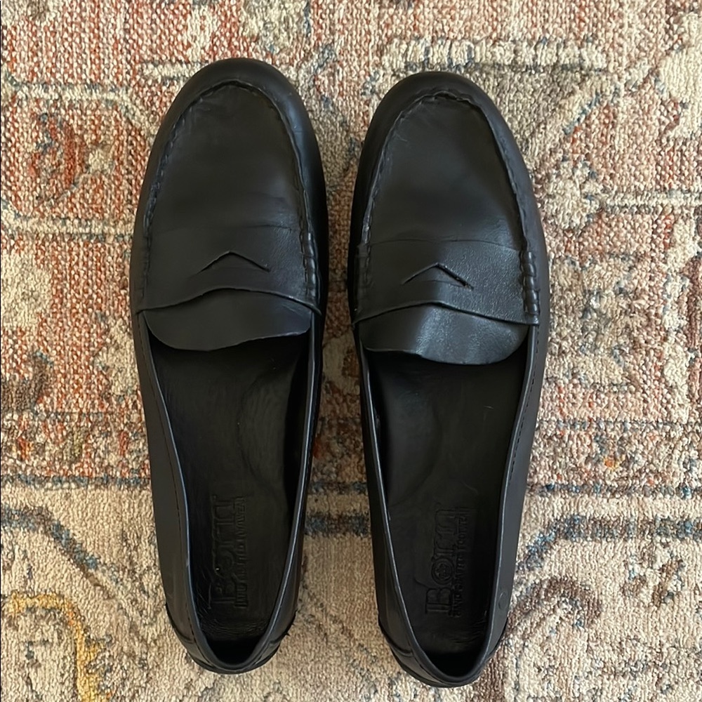 Born Black Leather Penny Loafers Flats